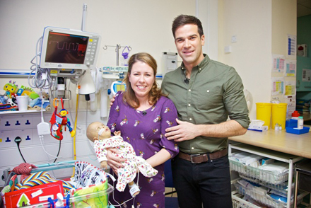 Gethin Jones with baby Hugh Hunter and mum Louise Hunter