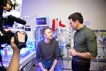 Gethin Jones with baby Cassiana Pereira and dad Martin Stopher