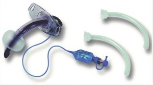 Portex® Blue Line Ultra® dual cannula tracheostomy tube shown with inner cannulae