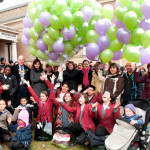 Local children say hello to the national year of communication with balloon launch at Wandsworth Museum