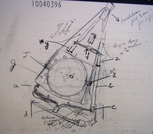 Sketch of the first CT scanner by Sir Godfrey Hounsfield