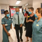 Health Secretary Sajid Javid and Chief Executive of Moderna Stéphane Bancel visit St George’s