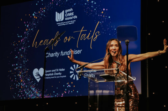 Myleene Klass standing on the stage