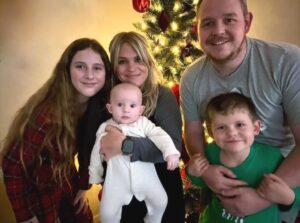 Jackson with mum dad, sister and baby brother