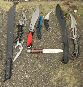 Some of the deadly knives handed in 