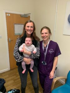 Harriet with baby and Consultant Ana