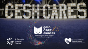 A sign saying gesh cares