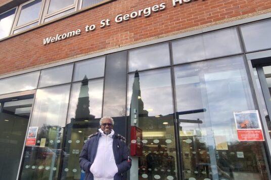 Junior Giscombe outside St George's Hospital